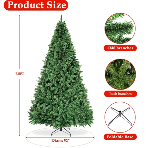 HONGGE 7.5 ft Premium Spruce Artificial Christmas Tree with Metal Stand