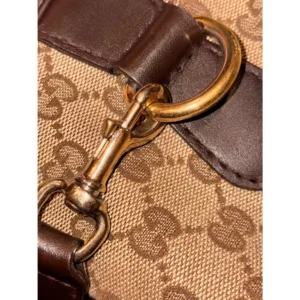 Gucci GG Beige & Cocoa Leather Satchel Handbag, Brown