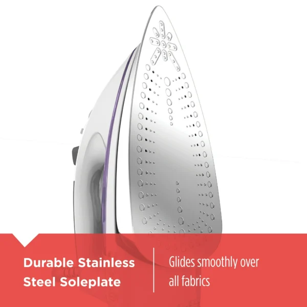 BLACK+DECKER Professional Steam Iron, Stainless Steel Soleplate, Extra-Long Cord, Purple, IR1350S