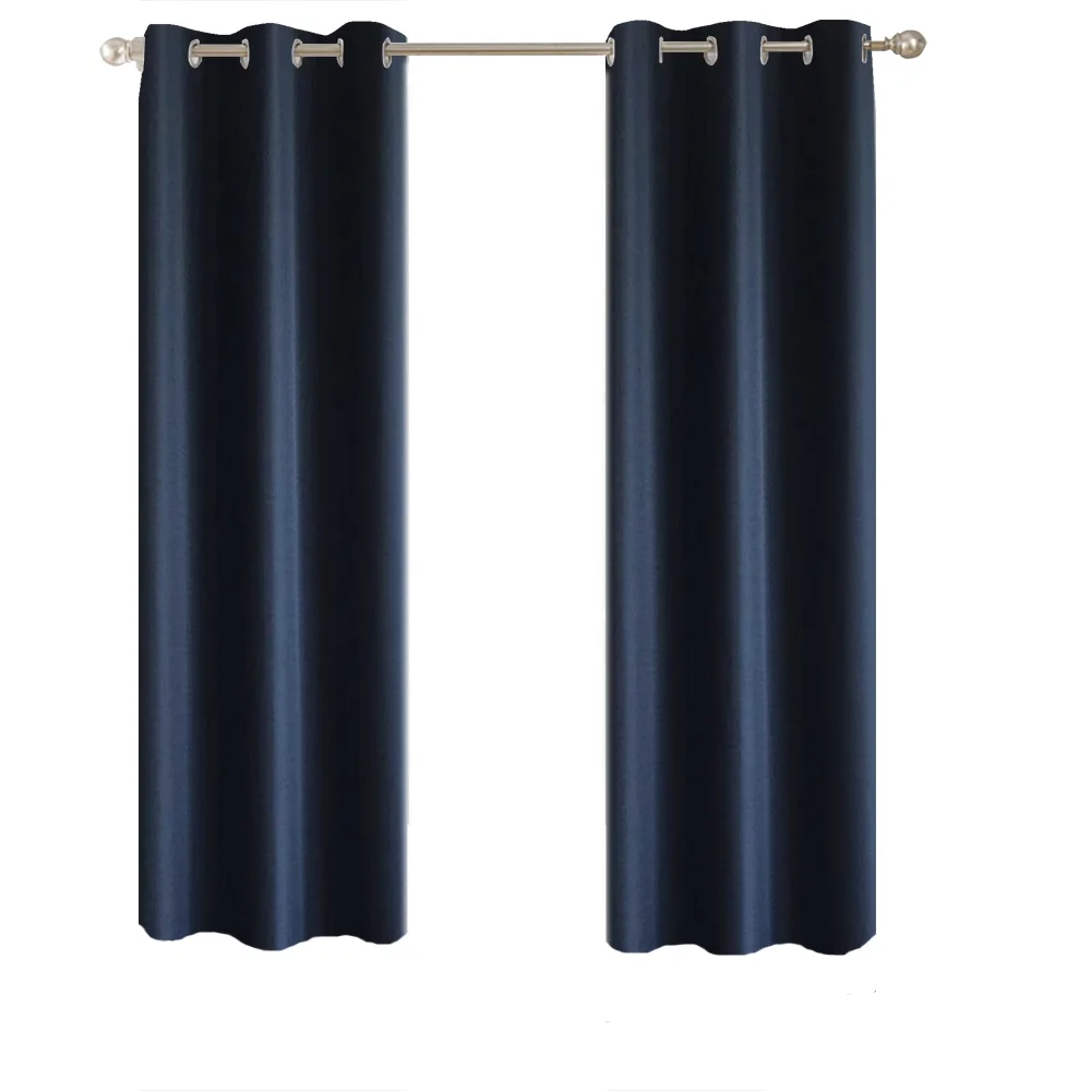 Mainstays Textured Solid Blackout Curtain Panel Pair, Navy, 37"x63" (Set of 2)