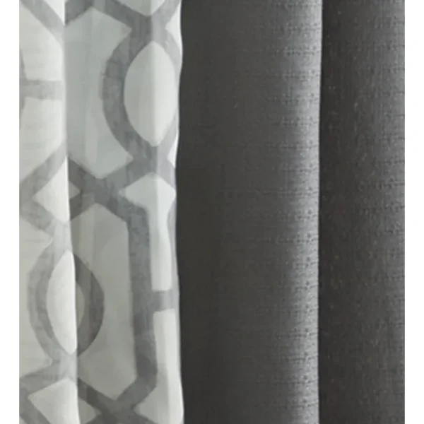 Mainstays Kingswood Sheer Curtain Panel Set, Gray Flannel, 27.5"x84", 4-Piece