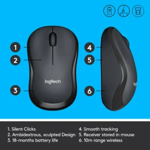 Logitech Silent Wireless Mouse – Quiet Precision in Black