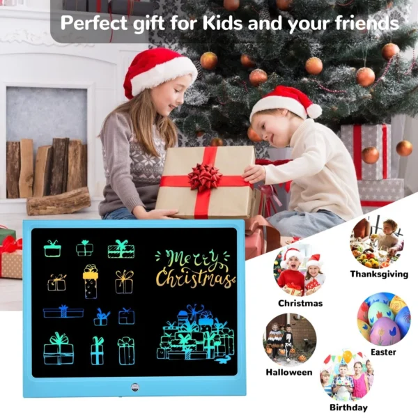 LCD Writing Tablet, Cimetech 15-Inch Colorful Screen Drawing Pad – Educational & Fun Doodle Board for Kids, Ideal Back-to-School Gift – Blue