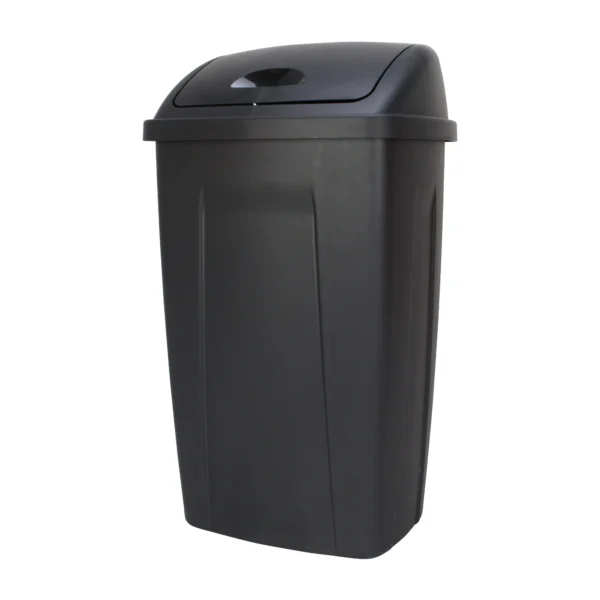 Mainstays 13 Gallon Swing-Top Trash Can - Black, Plastic Kitchen Bin