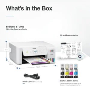 Epson EcoTank ET-2803 Wireless All-in-One Printer – Cartridge-Free, High-Volume Printing