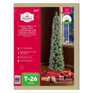 7 ft Pre-Lit Shelton Cashmere Pencil Fir Artificial Christmas Tree