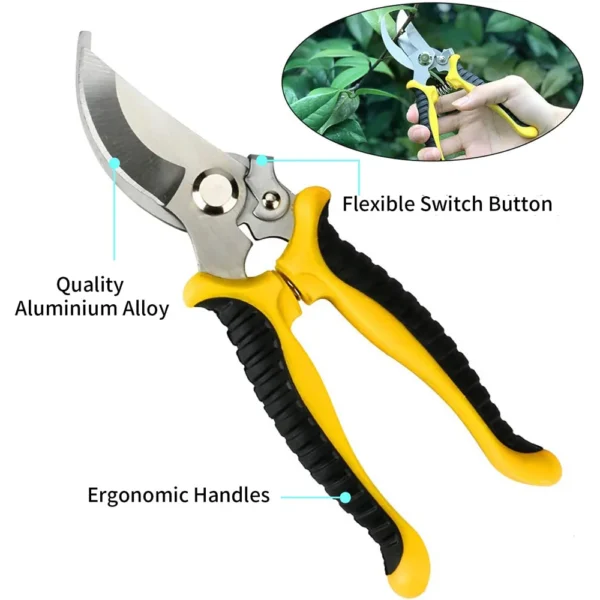 5-Piece Garden Tools Set with Pruning Shears, Trowel, Rake & Gloves