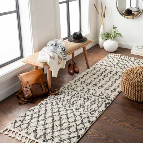 Hauteloom Berber Shag Munich Area Rug, Plush Moroccan Trellis, 5'3" for Living Room & Bedroom