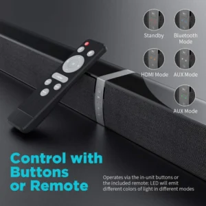 Bluetooth Sound Bar for TV, 50W with 4 Drivers, Remote Control, ARC/Optical/AUX – Enhanced Home Audio