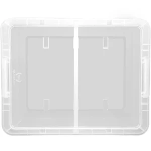 The Home Edit 37 Qt Clear Storage Bin with Divider, Set of 4