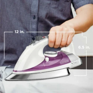 BLACK+DECKER Professional Steam Iron, Stainless Steel Soleplate, Extra-Long Cord, Purple, IR1350S