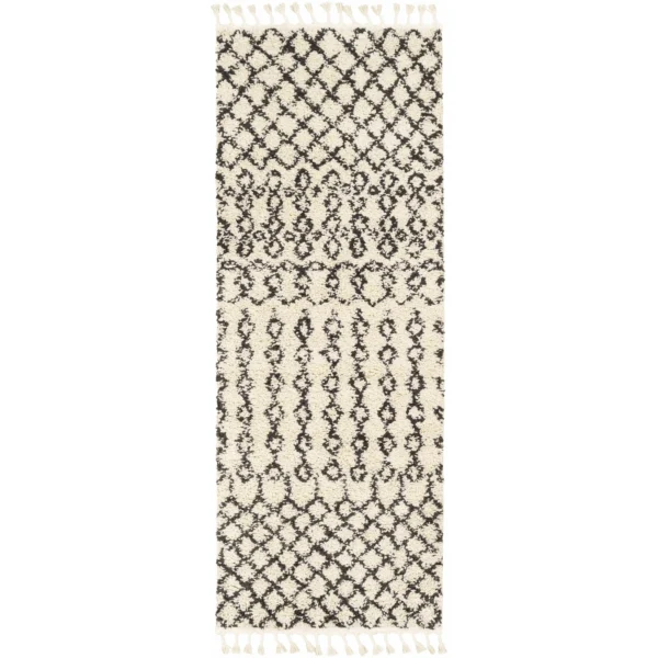 Hauteloom Berber Shag Munich Area Rug, Plush Moroccan Trellis, 5'3" for Living Room & Bedroom