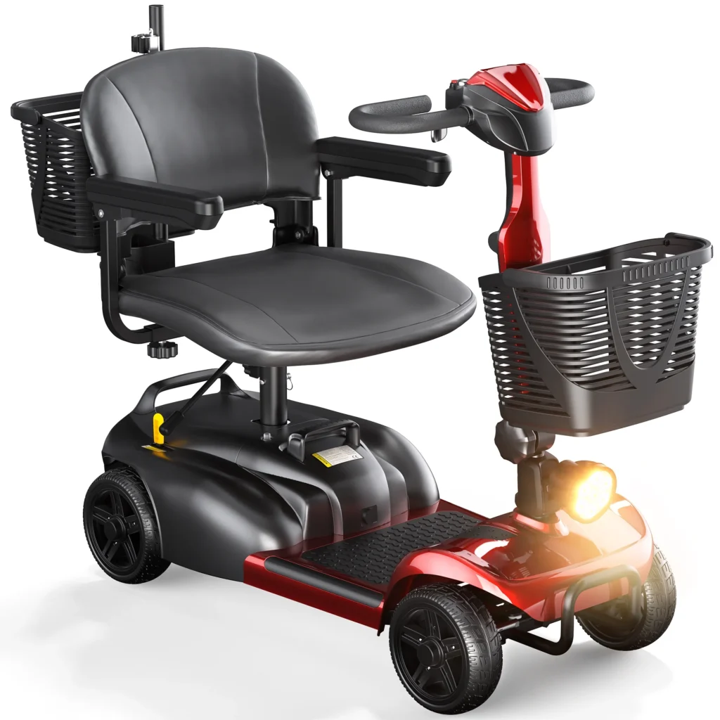 SACVON 4-Wheel Mobility Scooter, Folding, Electric, Red